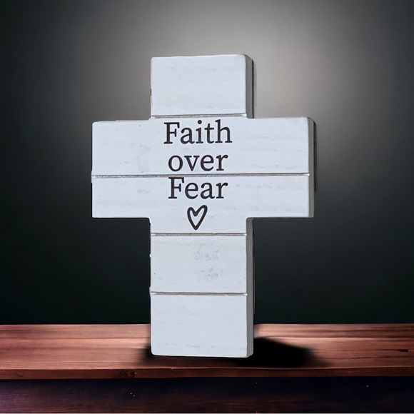 Cross Wall Decor Hanging or Freestanding Religious Home Decor Gift White Black - Picture 3 of 16